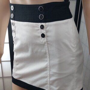 WHBM Nautical Vibe Colorblock mini Skirt with Decorative Buttons Sz 0
